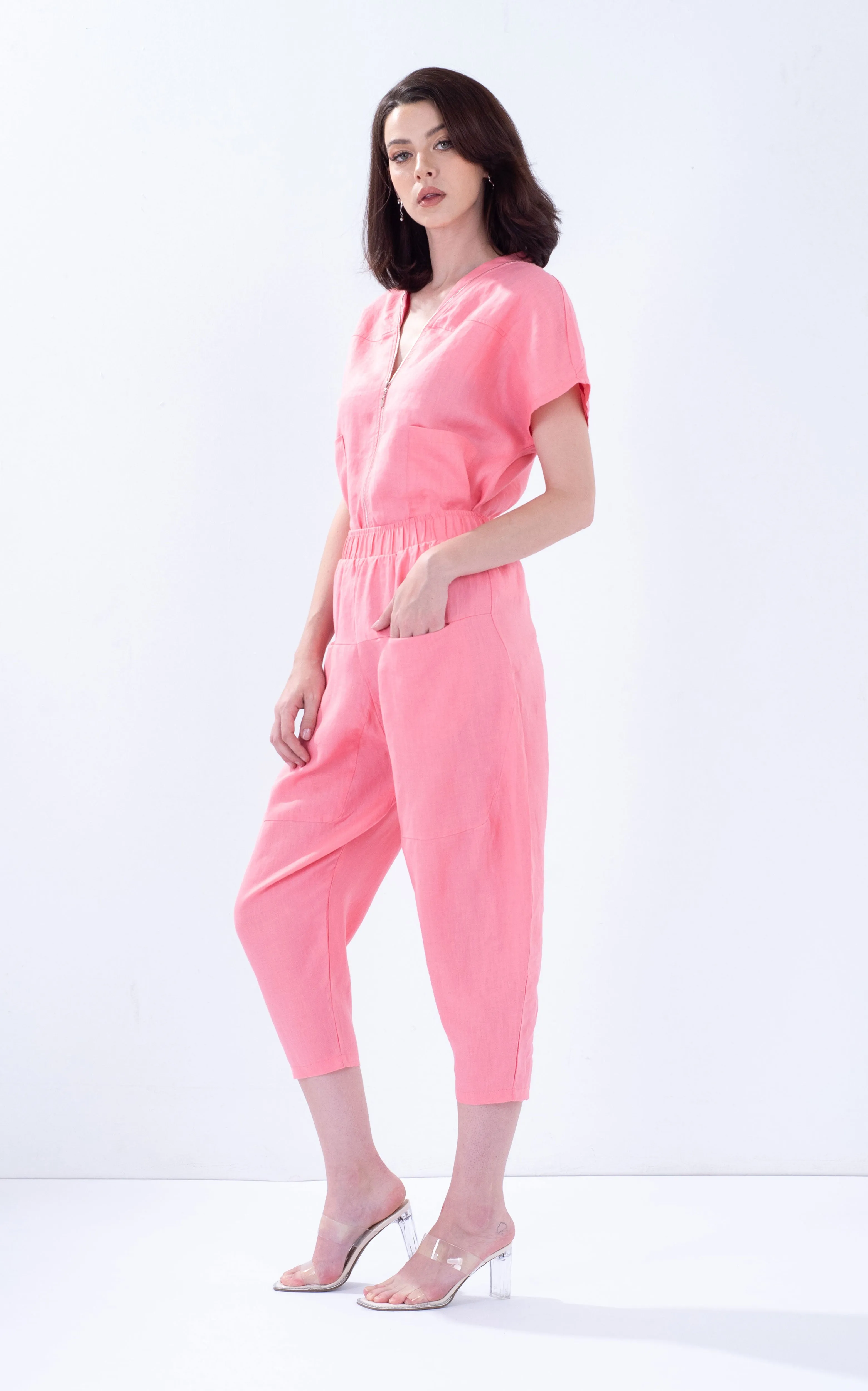 Linen Tapered Baggy Pants