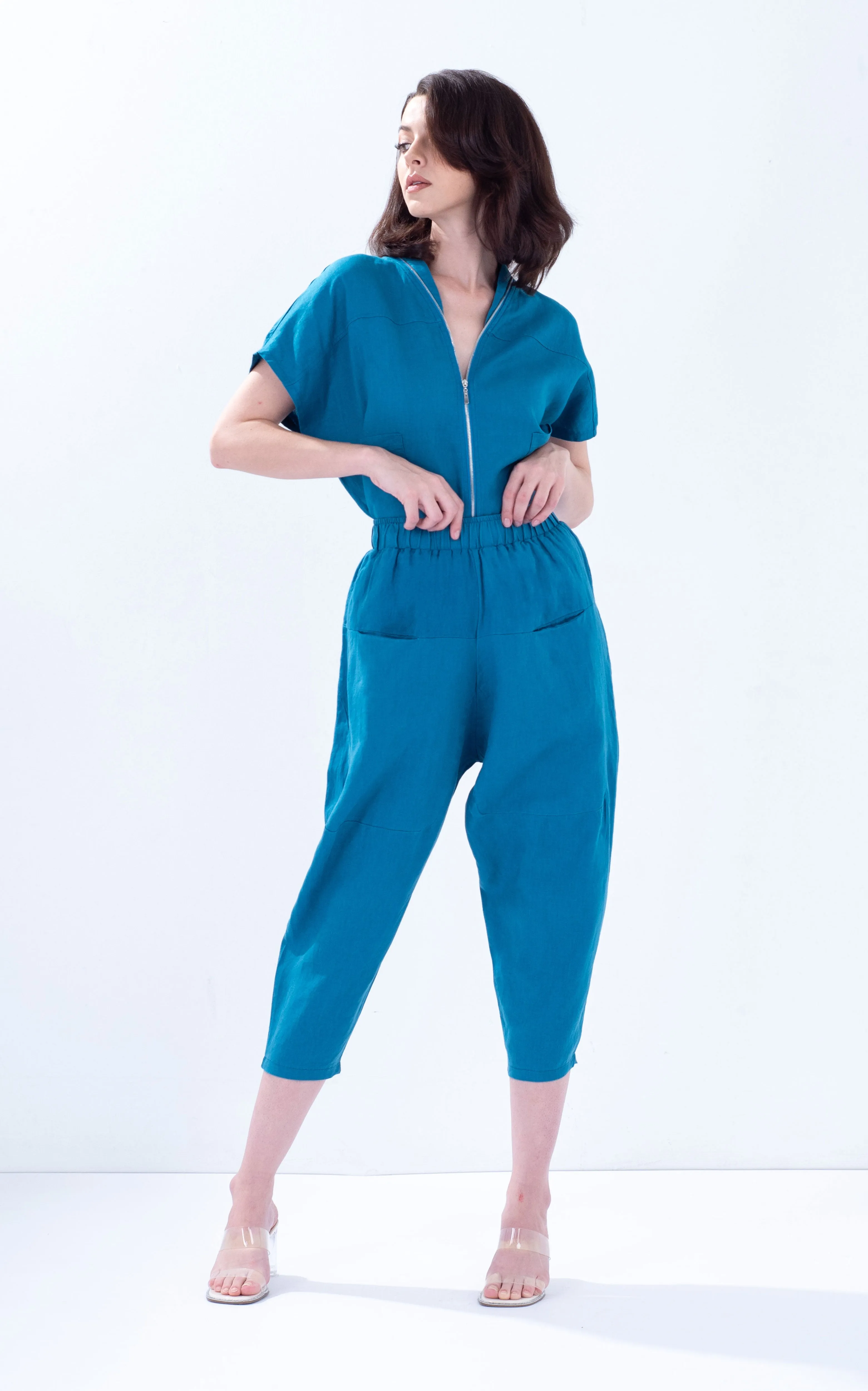 Linen Tapered Baggy Pants