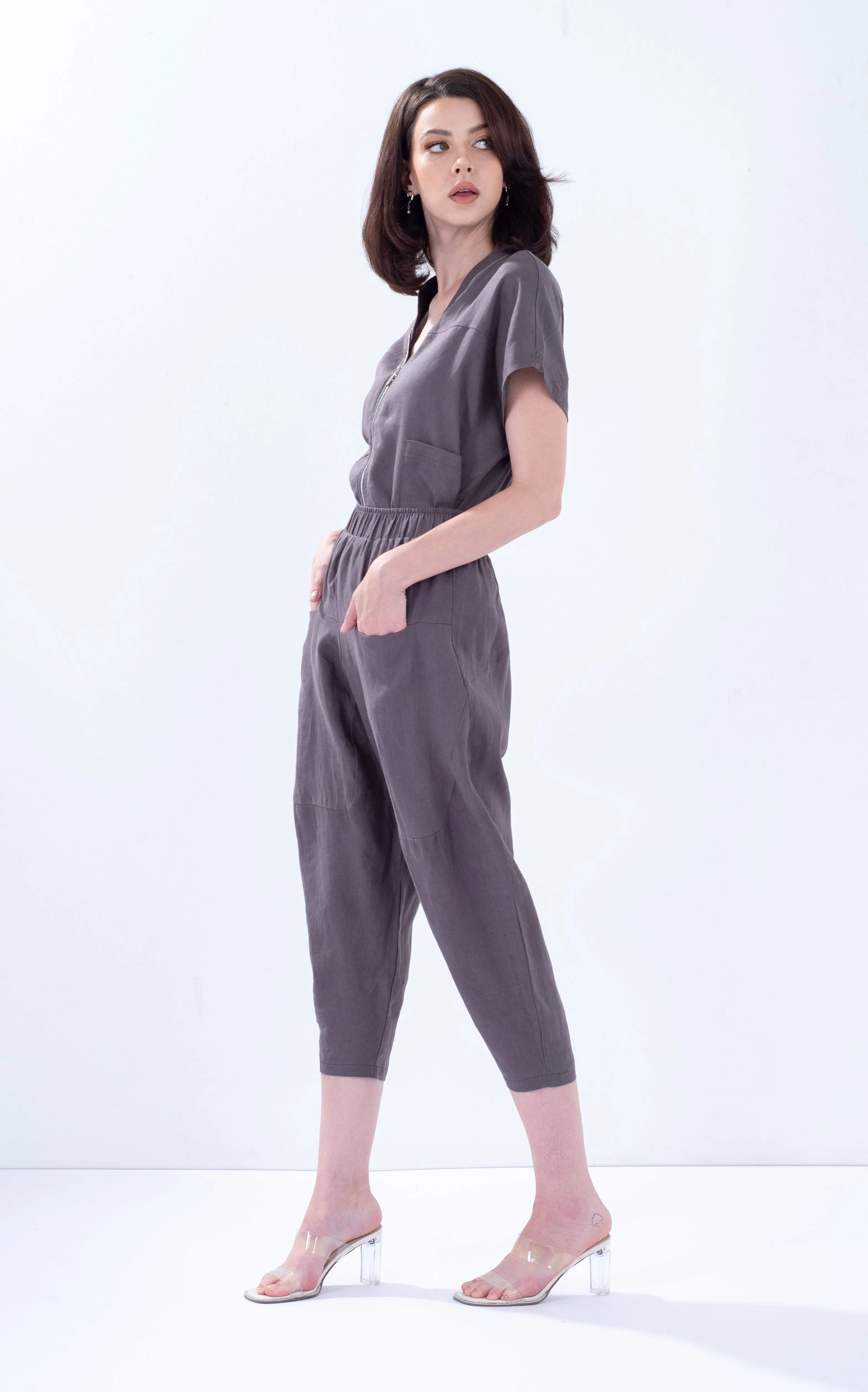 Linen Tapered Baggy Pants