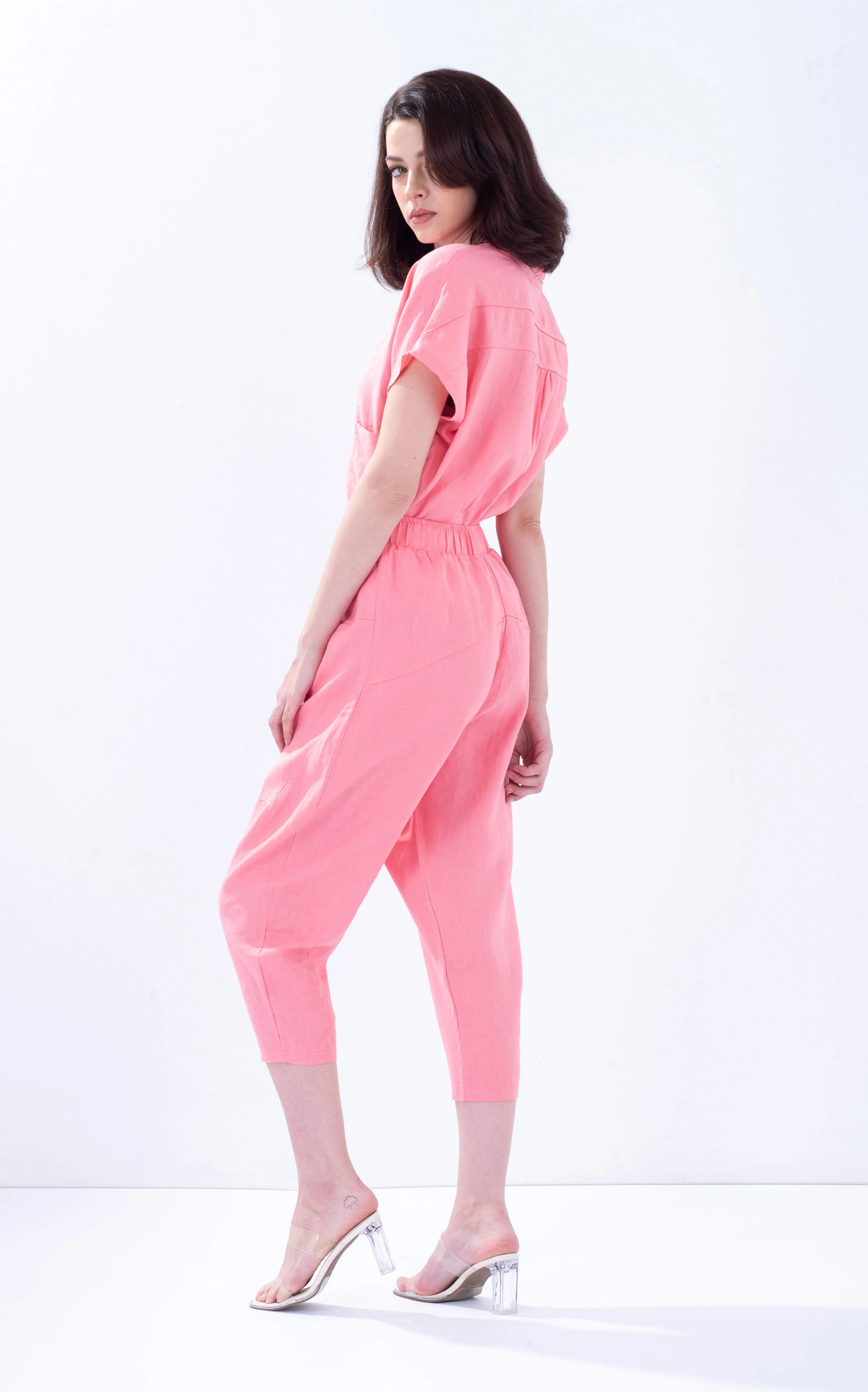Linen Tapered Baggy Pants