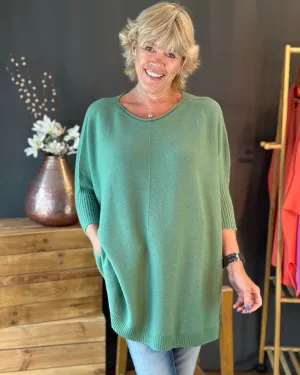 Longline Slouchy Jumper - Sage