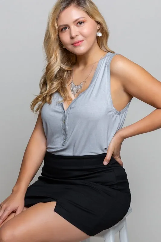 Loving Soul Button Front Tank - Dove Grey