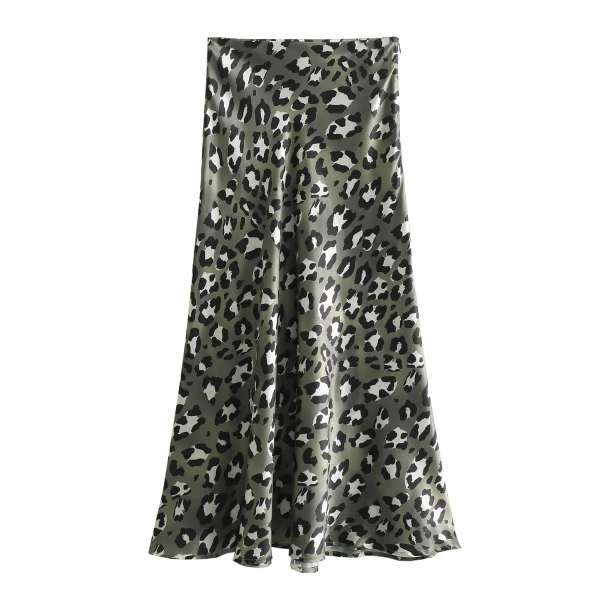 LVSANW TRAFZA 2024 Women Fashion Leopard Print Skirt Vintage High Waist Midi Skirts Elegant Women Summer Casual Streetwear Skirt
