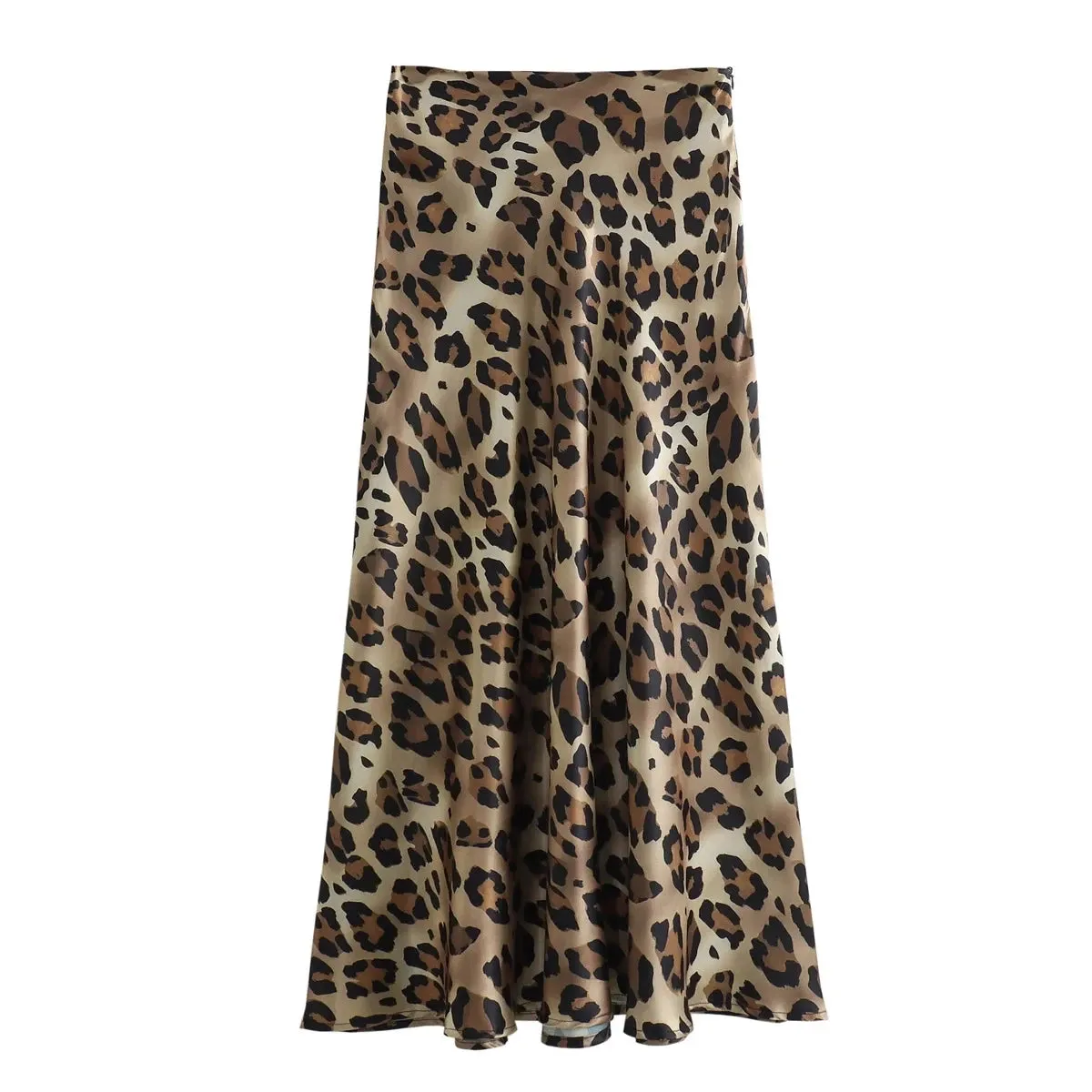 LVSANW TRAFZA 2024 Women Fashion Leopard Print Skirt Vintage High Waist Midi Skirts Elegant Women Summer Casual Streetwear Skirt