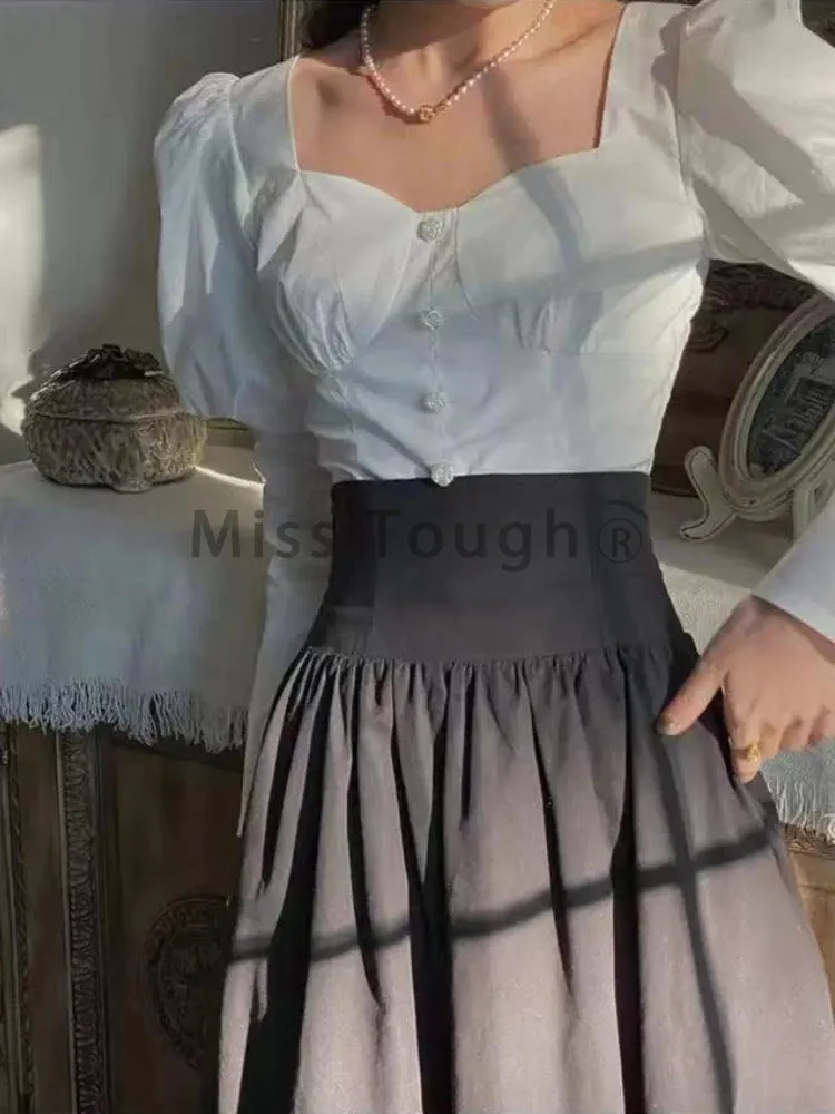 LVSANW Winter Dark Brown Vintage Skirt Women Harajuku Pocket Elegant Long Skirts Female Korean Fashion Designer Y2k Casual Skirts 2024