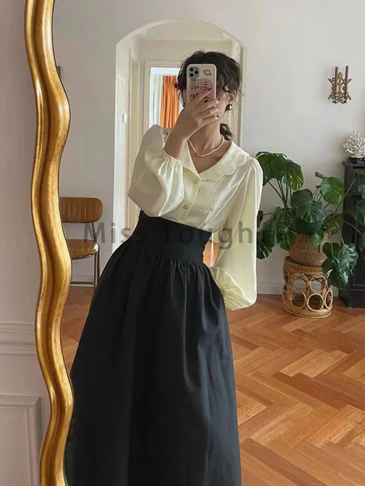 LVSANW Winter Dark Brown Vintage Skirt Women Harajuku Pocket Elegant Long Skirts Female Korean Fashion Designer Y2k Casual Skirts 2024