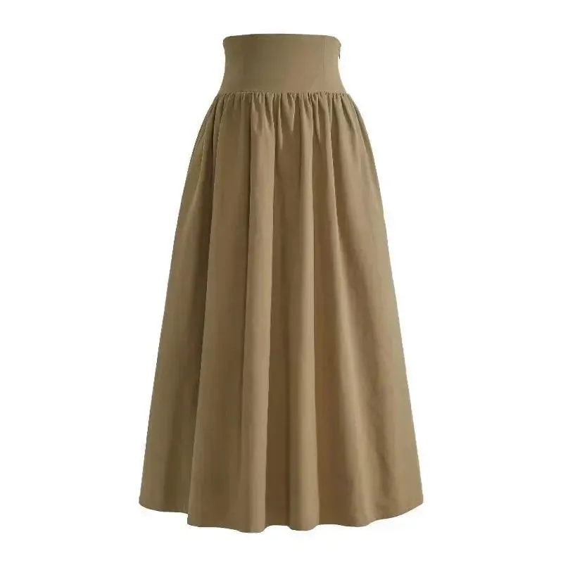 LVSANW Winter Dark Brown Vintage Skirt Women Harajuku Pocket Elegant Long Skirts Female Korean Fashion Designer Y2k Casual Skirts 2024