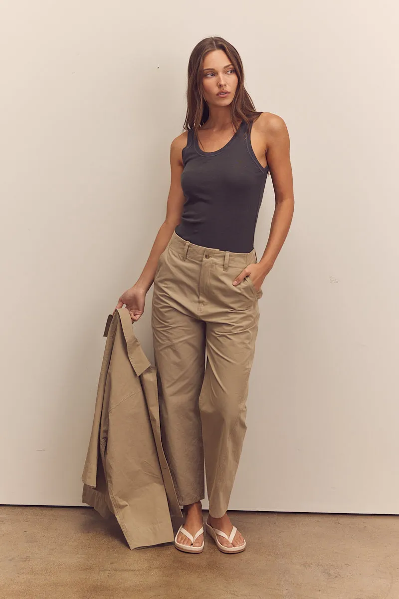 Mid-rise cotton trousers