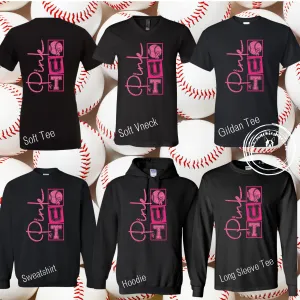 MSHS Baseball- Maverick Baseball Pink Out Squares Black Gear