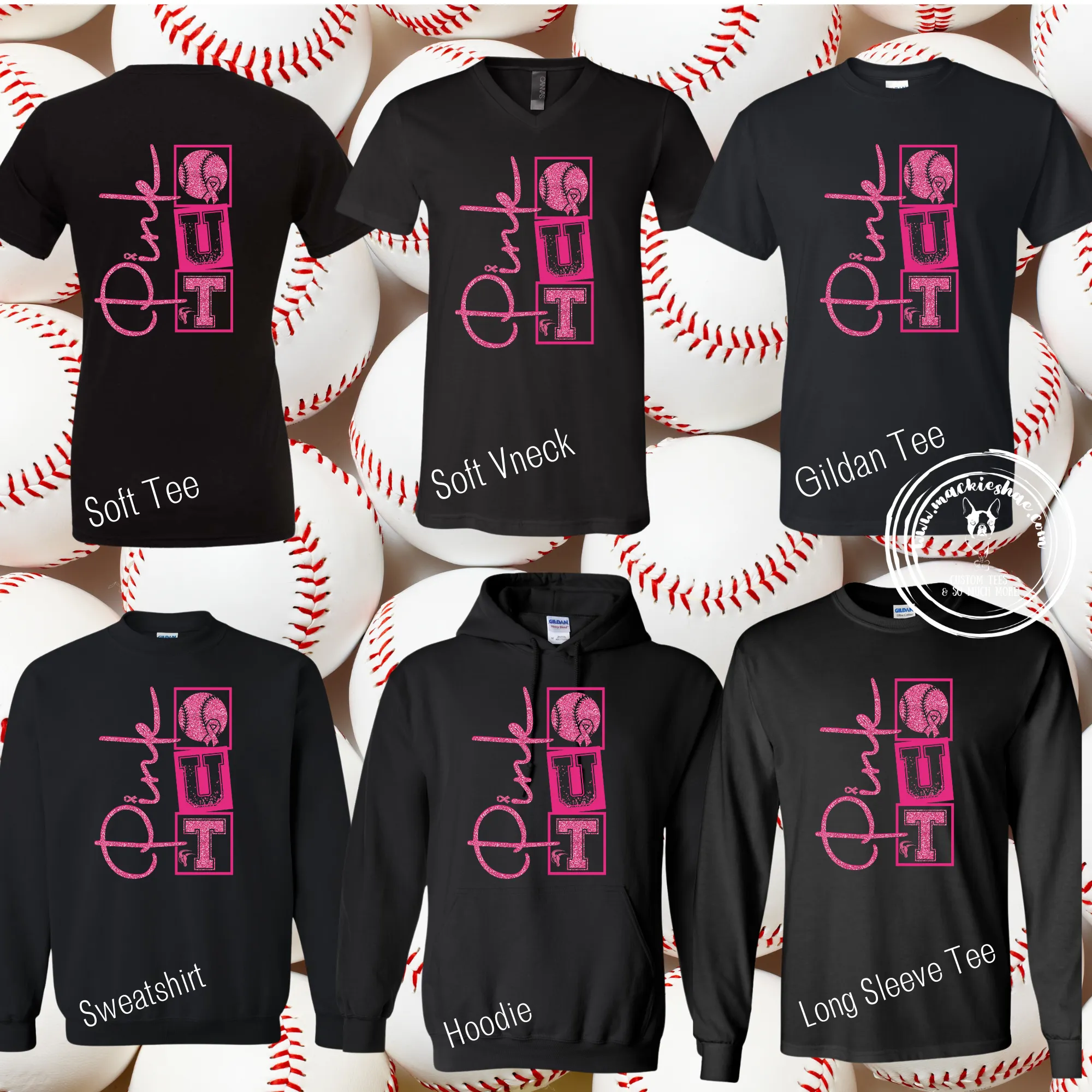 MSHS Baseball- Maverick Baseball Pink Out Squares Black Gear