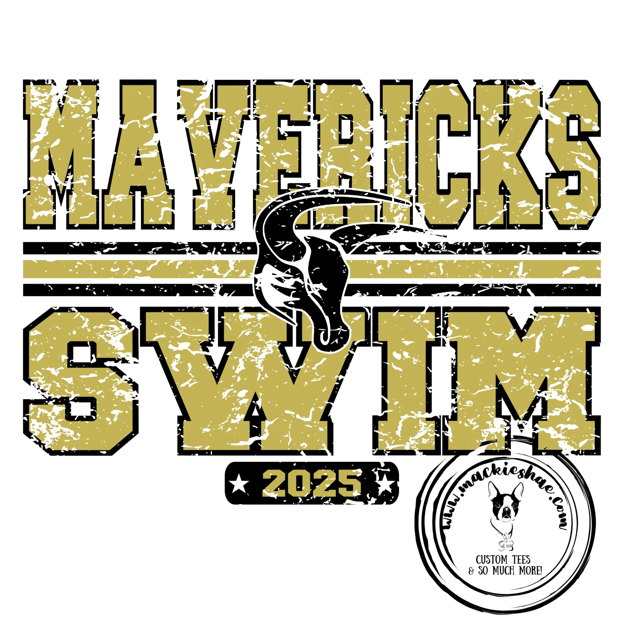 MSHS Swim- Mavericks Swim 2025 Distressed with Maverick White Gear