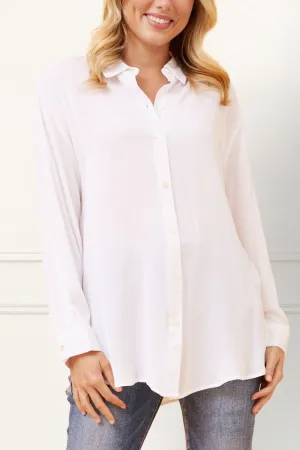Nathalie Button Down Shirt Long Sleeve Collared Flowy Classic