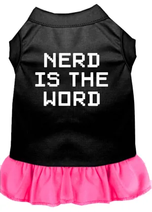 Nerd Is The Word Screen Print Dress Black With Bright Pink Lg