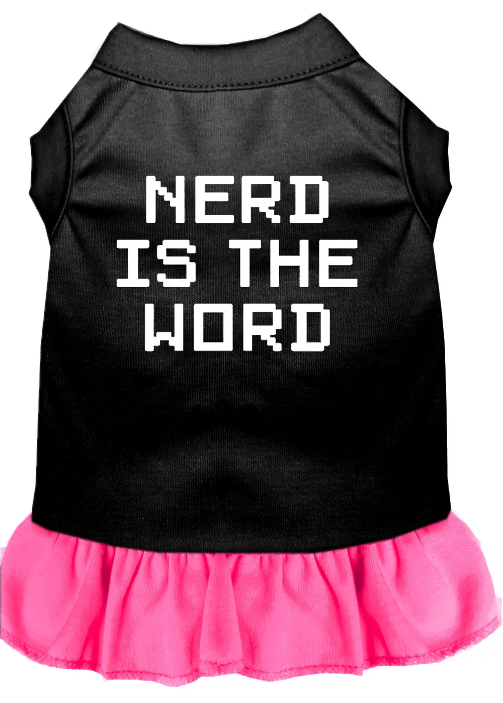 Nerd Is The Word Screen Print Dress Black With Bright Pink Lg