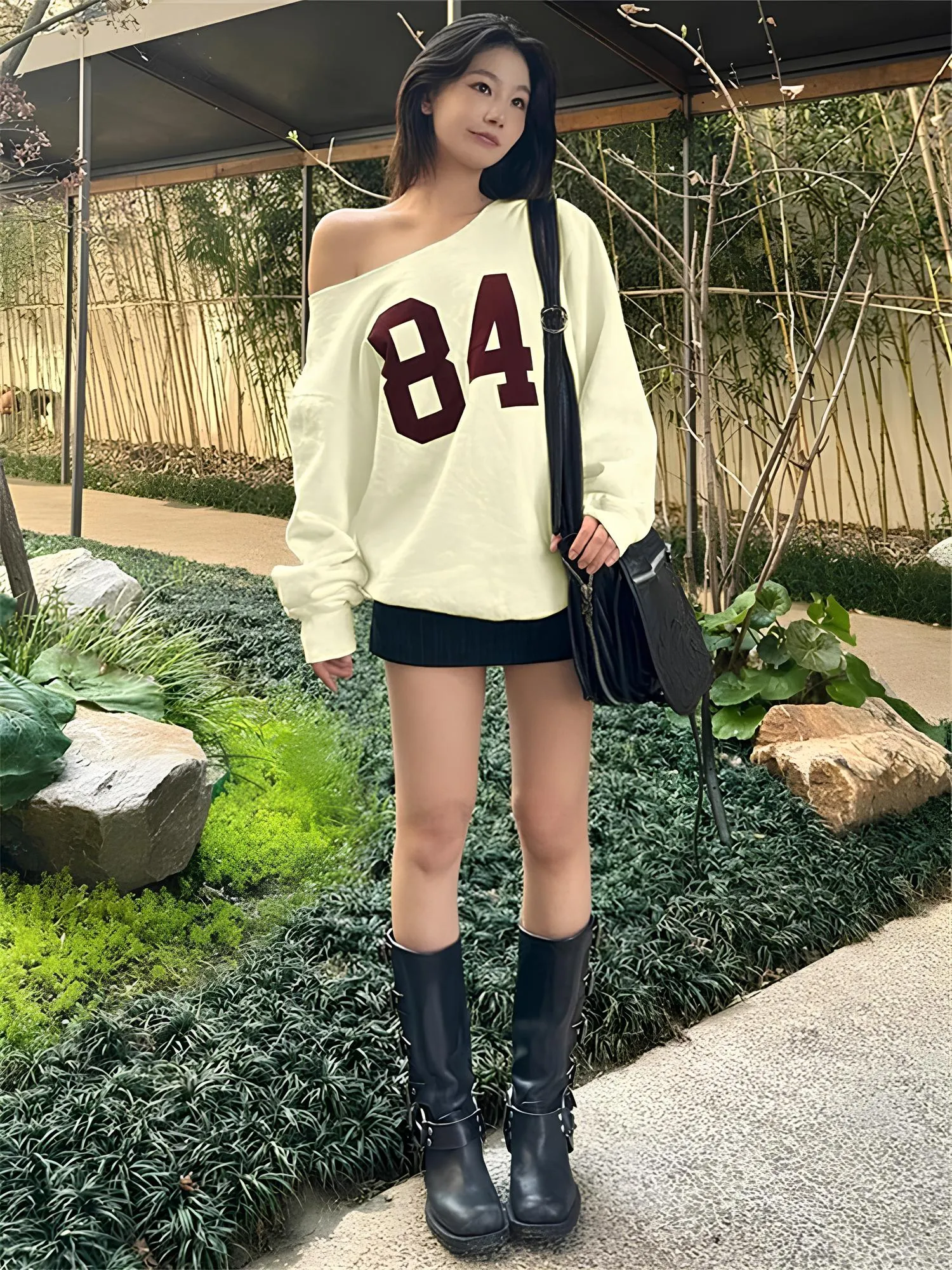 One-Shoulder Letter Print Sweatshirt  Casual & Trendy Streetwear