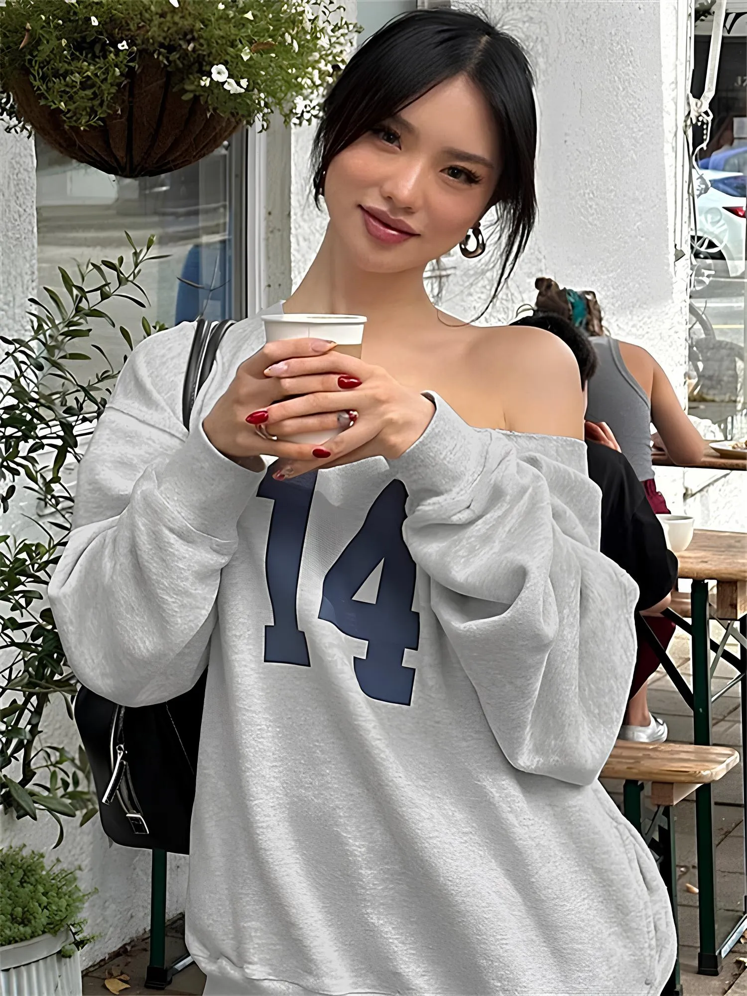 One-Shoulder Letter Print Sweatshirt  Casual & Trendy Streetwear