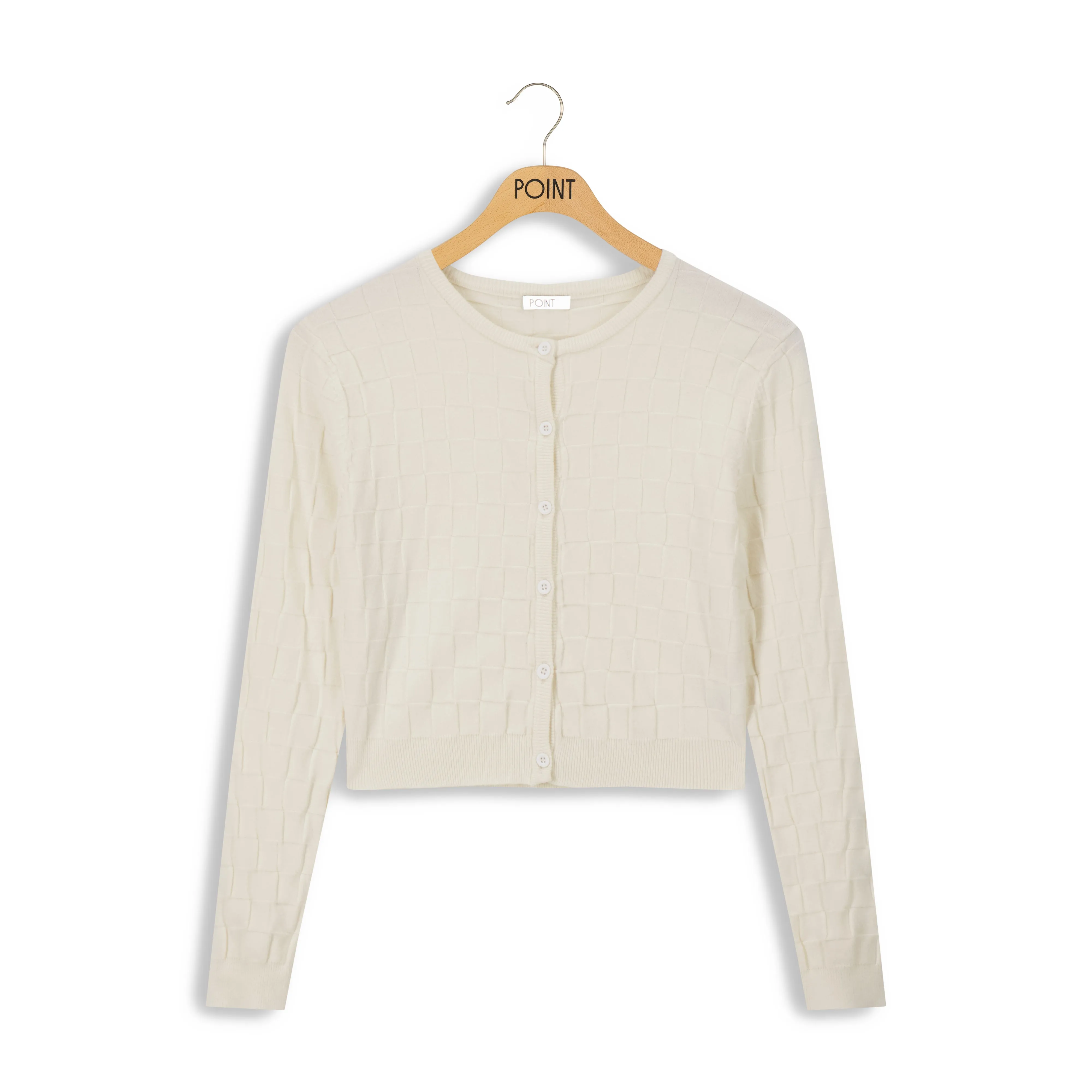 point checker knit cardigan