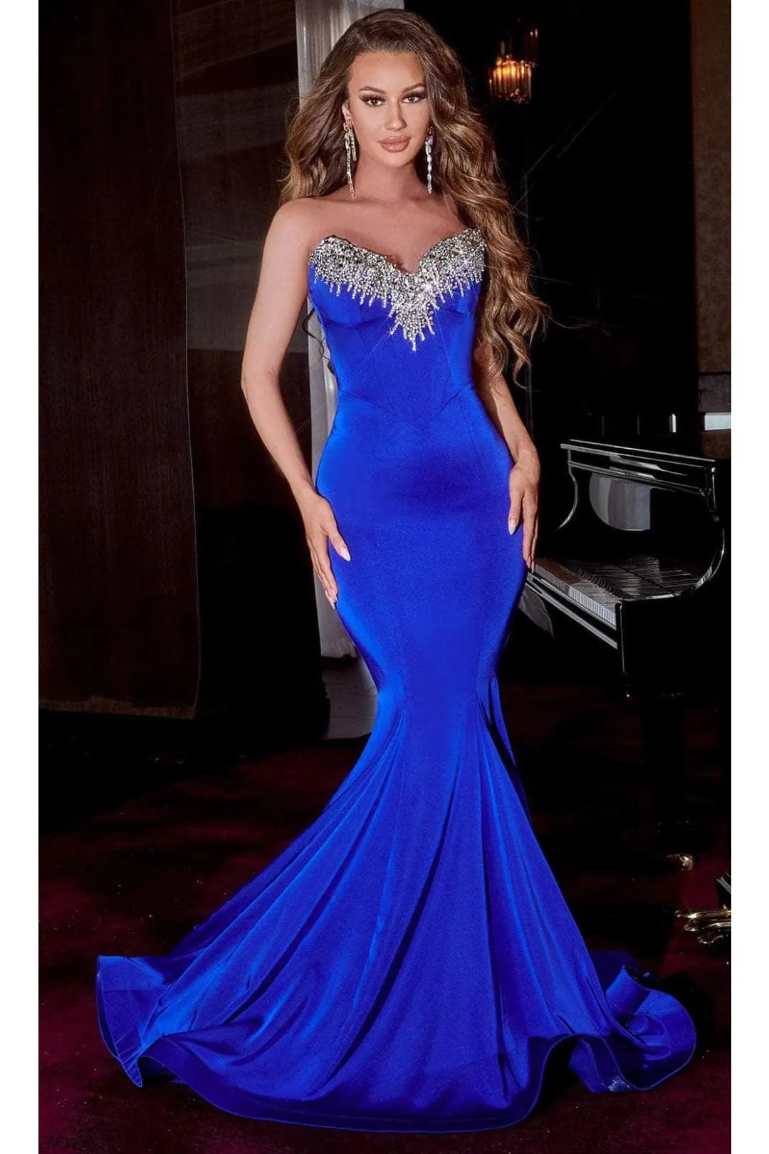 Portia and Scarlett PS23185 -long- Strapless Jeweled Prom Dress