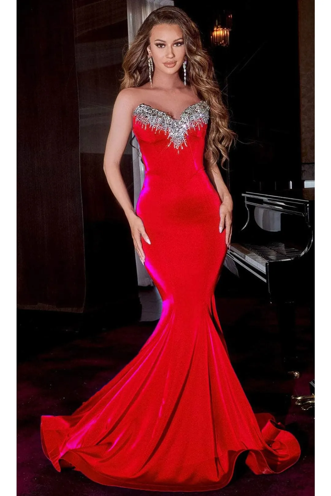 Portia and Scarlett PS23185 -long- Strapless Jeweled Prom Dress