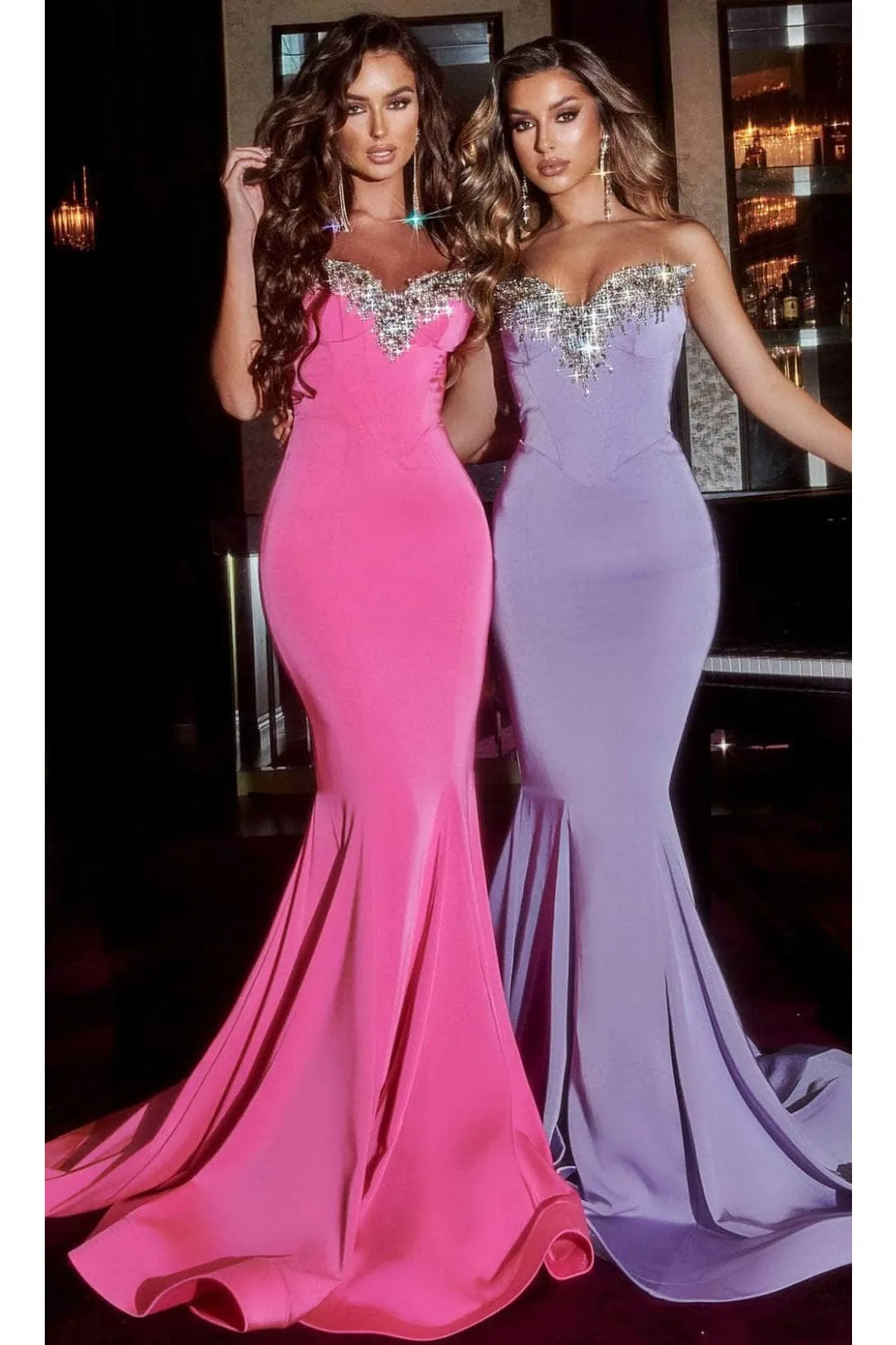 Portia and Scarlett PS23185 -long- Strapless Jeweled Prom Dress