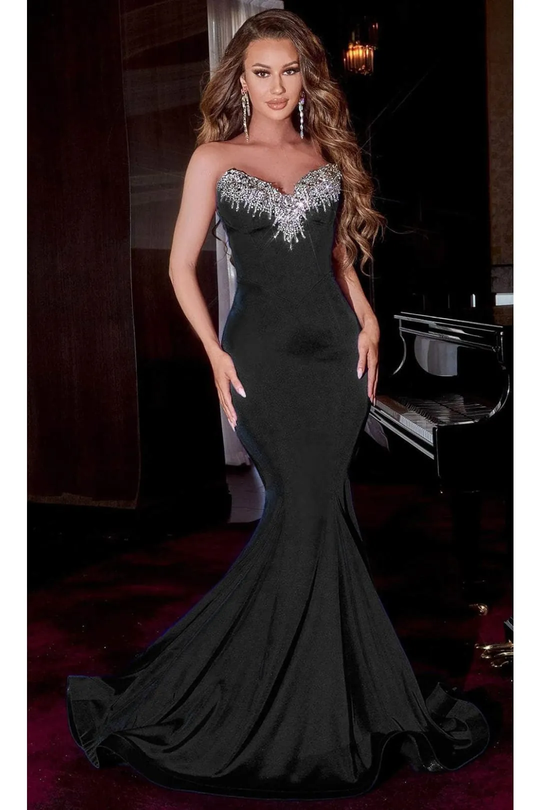 Portia and Scarlett PS23185 -long- Strapless Jeweled Prom Dress