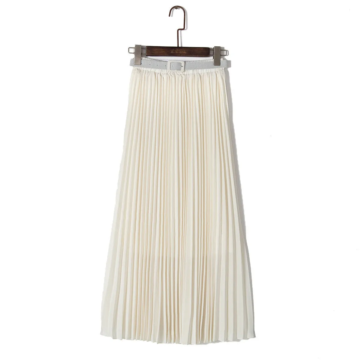 Pure Color Chiffon Pleated Big Long Skirt