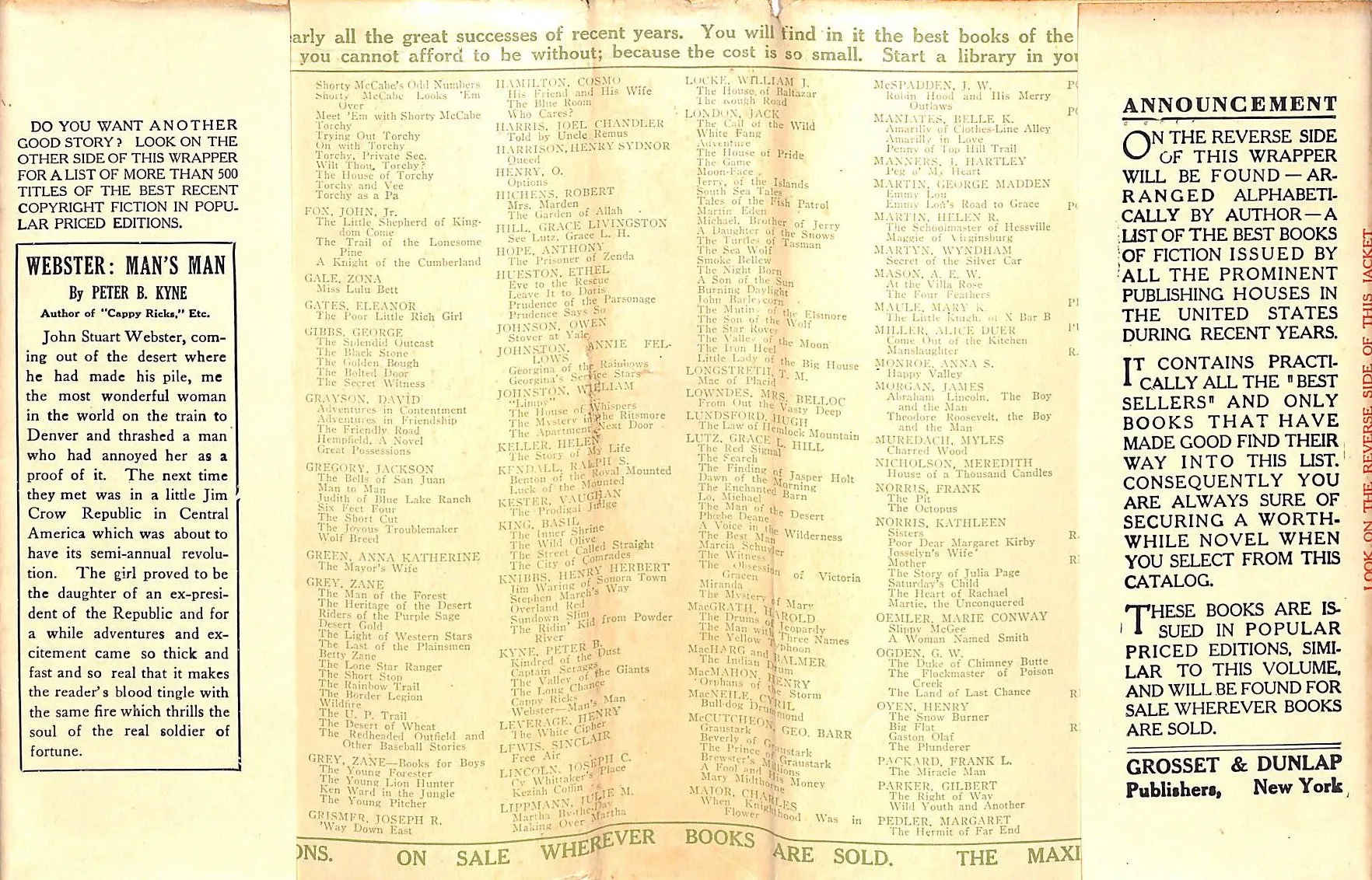 "Webster Man's Man" 1917 KYNE, Peter B.