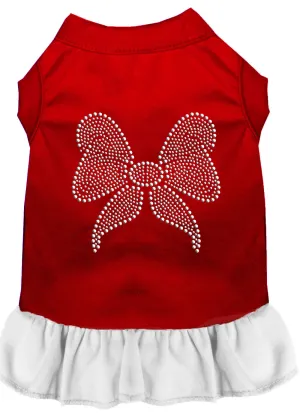 Rhinestone Bow Dress Red With White Lg