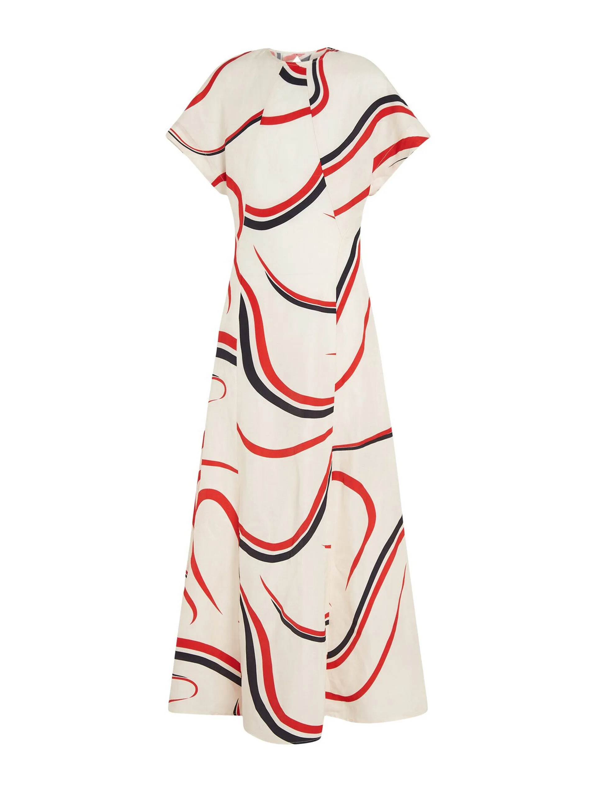 Ribbon print fit and flare midi dress