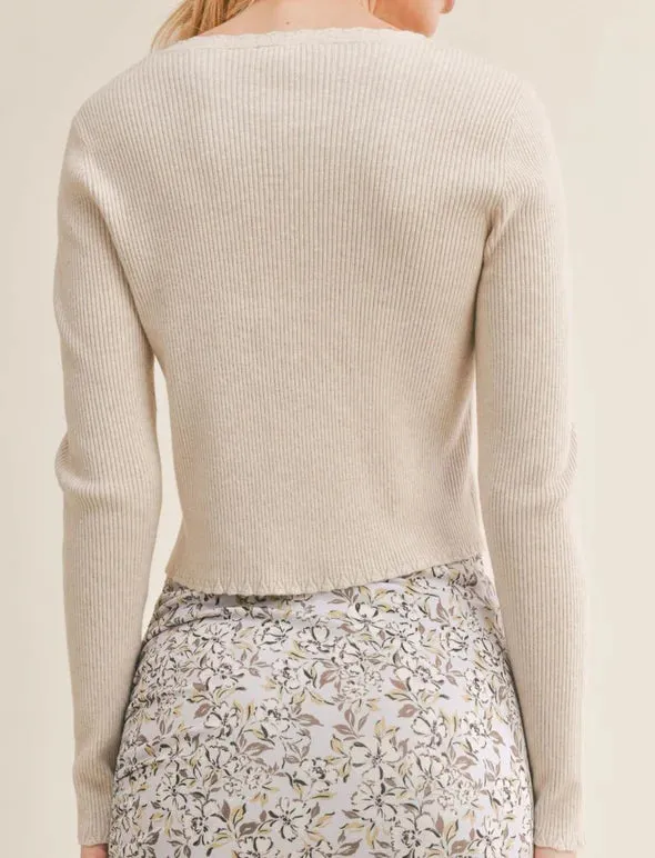 SAGE THE LABEL Alexa Scallop Hem Cardigan