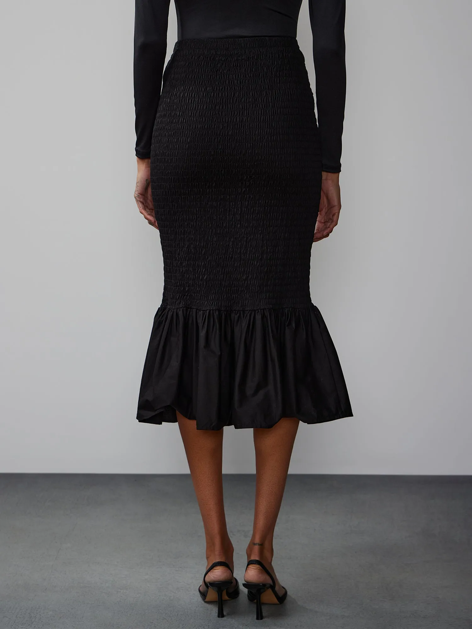 Smocked Mermaid Midi Skirt