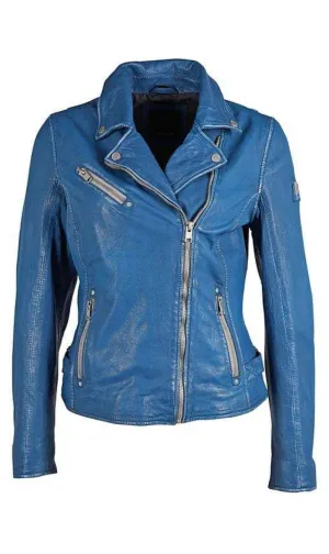 Sofia 4  Leather Jacket - Atlantic Blue
