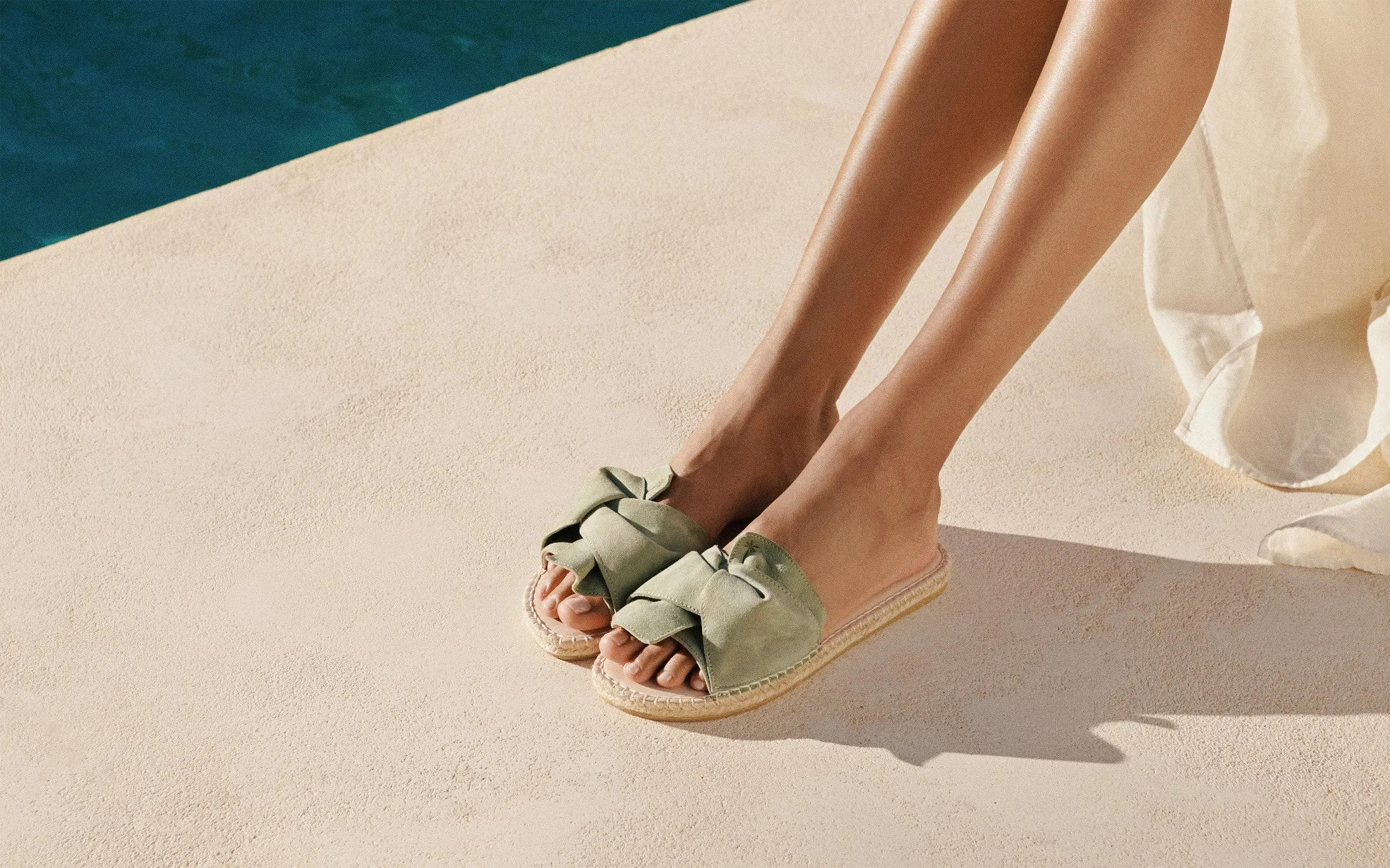 Soft Suede Sandals With Knot - W01JK - Hamptons Sage