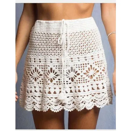 Summer crochet beach mini skirt