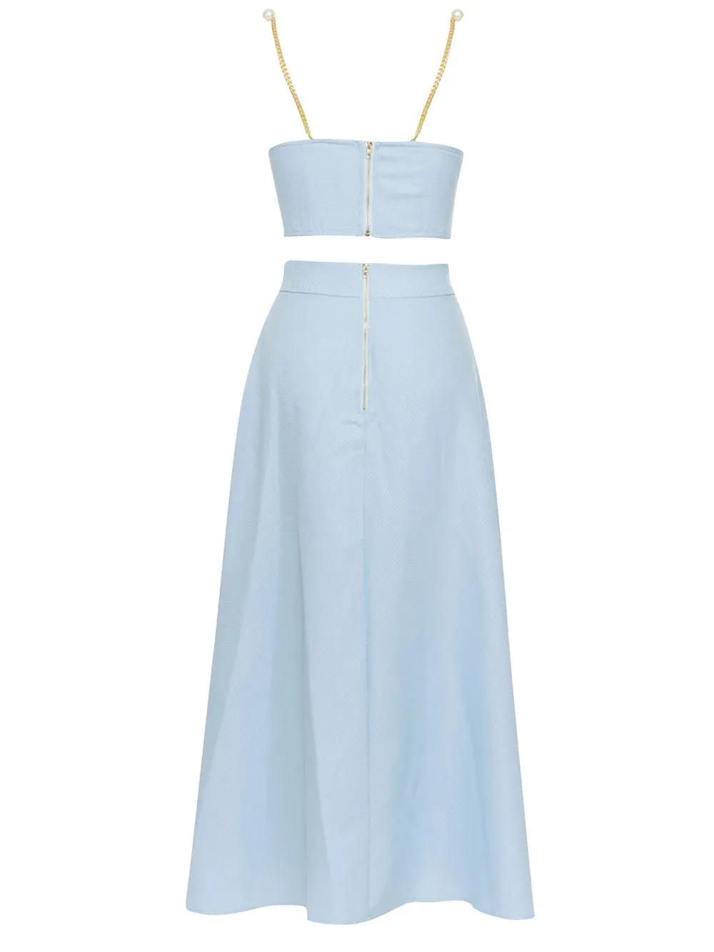 Trend4us Elegant Pearl Strap Cut-Out Two-Piece Set