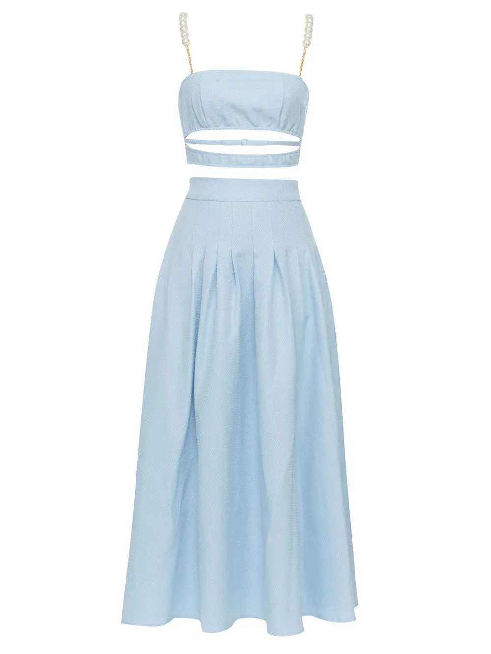 Trend4us Elegant Pearl Strap Cut-Out Two-Piece Set