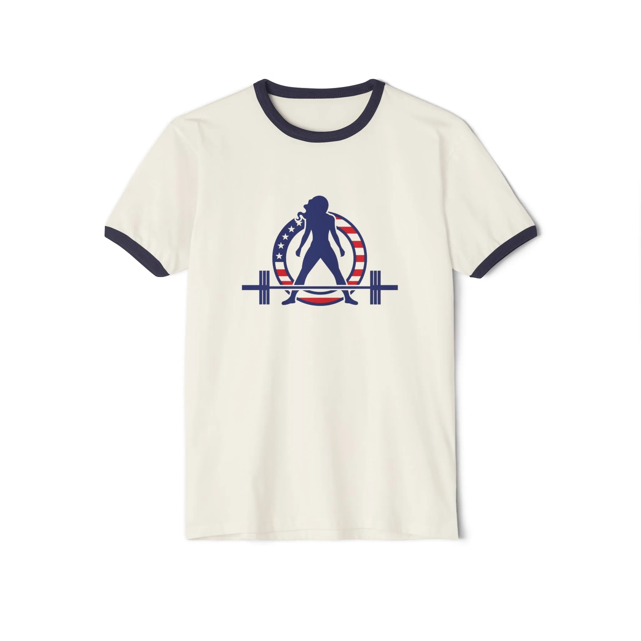 USA Collection - Unisex Cotton Ringer T-Shirt - Logo Front Plain Back