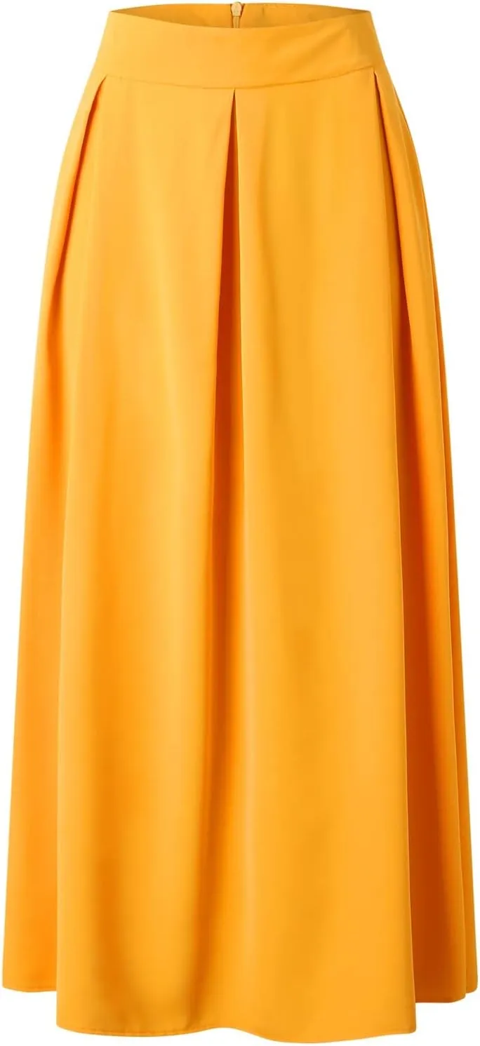 Women's Large Solid Color Pocket High Waist Ol Half Skirt Pleated Skirt Maternity Skirt