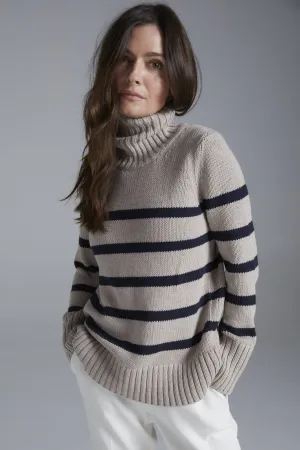 Wynn Stripe Sweater - Oat Navy